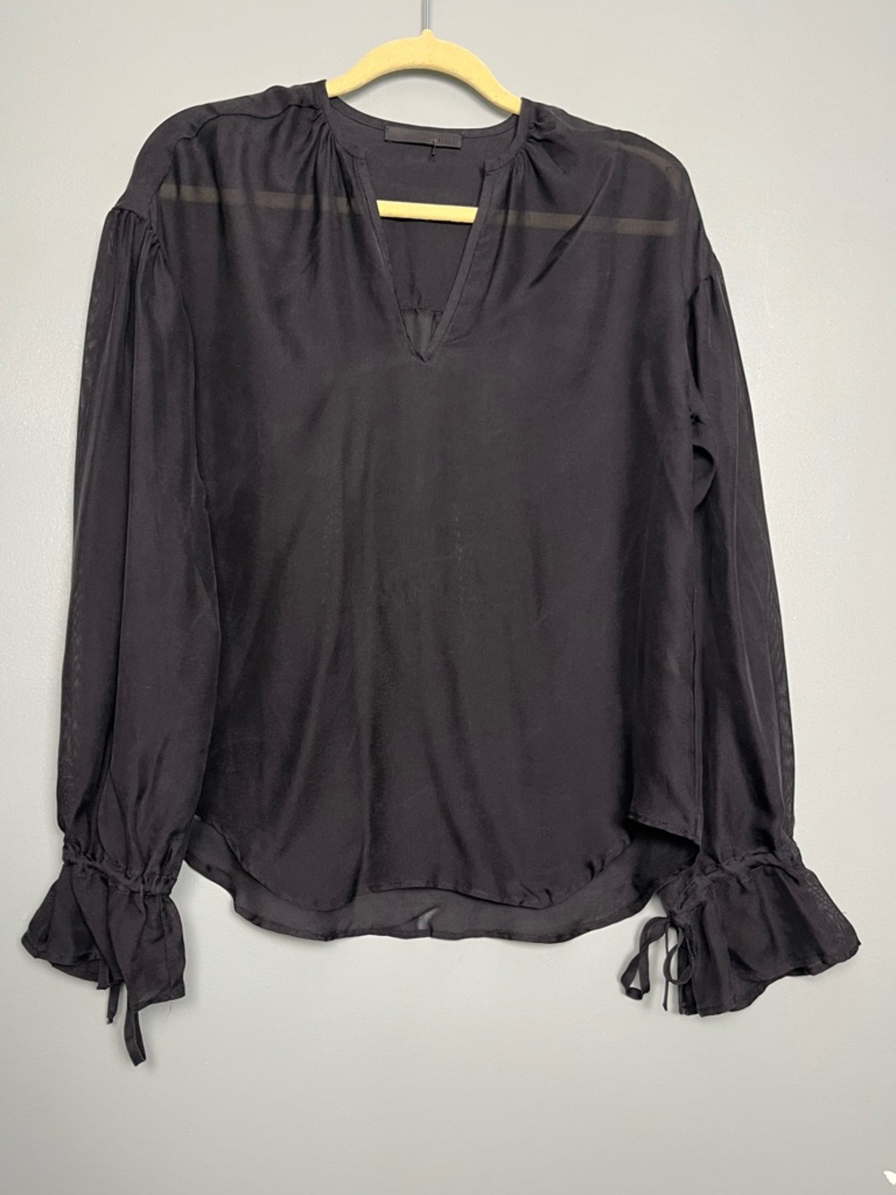 KES 100% Silk Long Sleeve Black Top Women’s Size XS Whimsy Corporate Goth